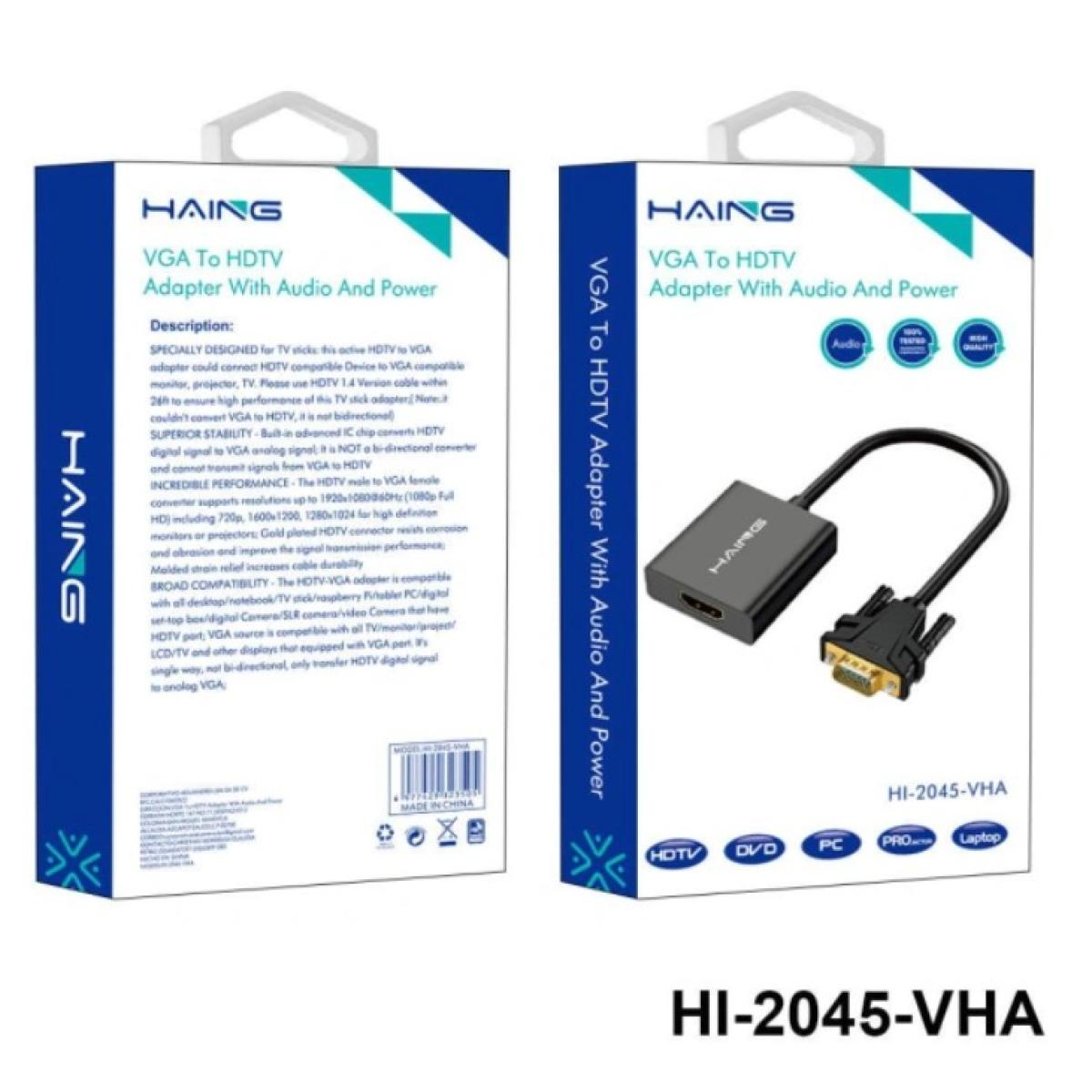 HAING HI-2045-VHA VGA To HDMI Adapter With Audio And Power HAING HI-2045-VHA VGA To HDMI Adapter With Audio And Power